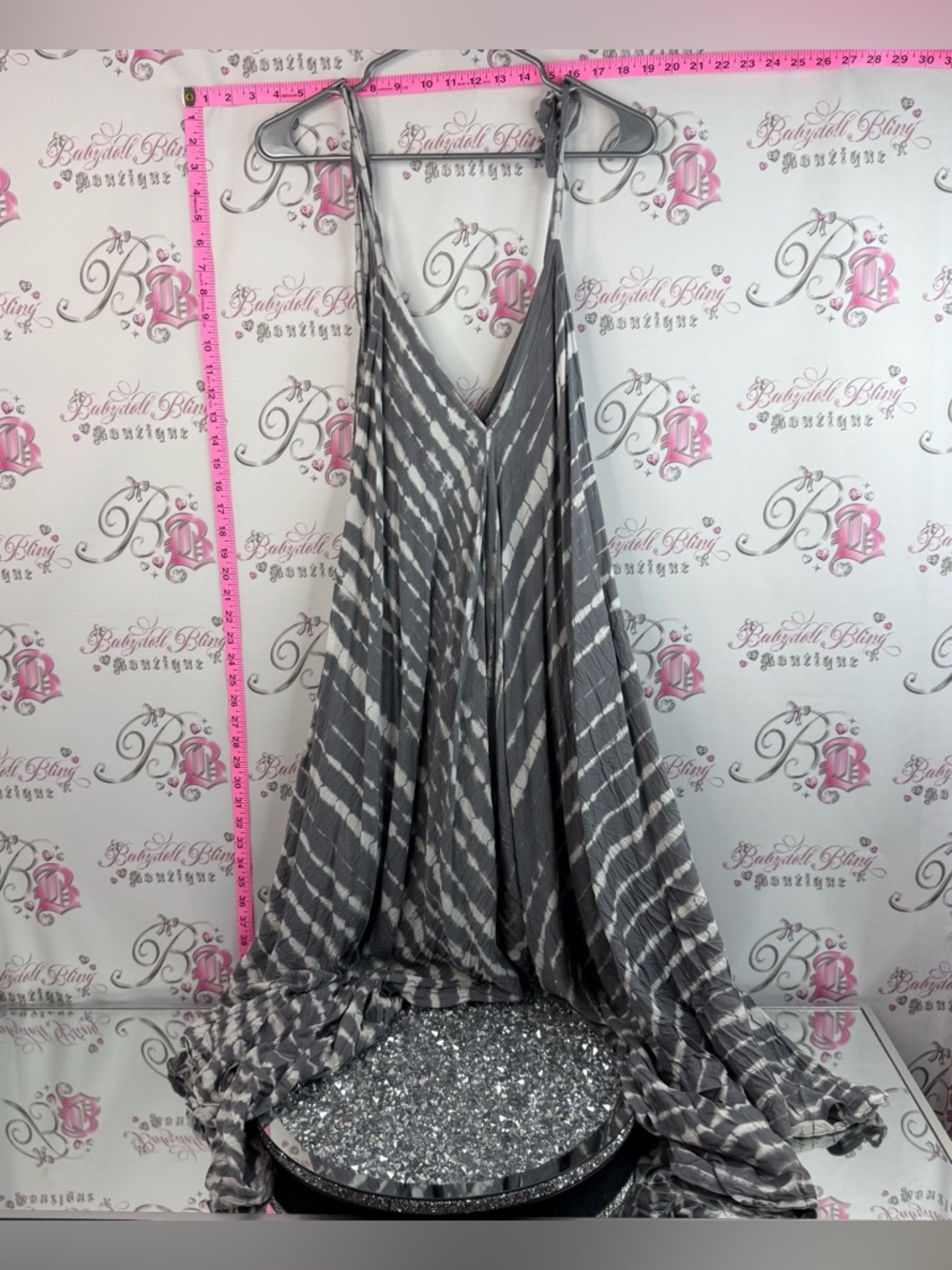 Suzie blue jumpsuit one piece tie dye pants Grey Striped Halter Romper Jumpsuit
